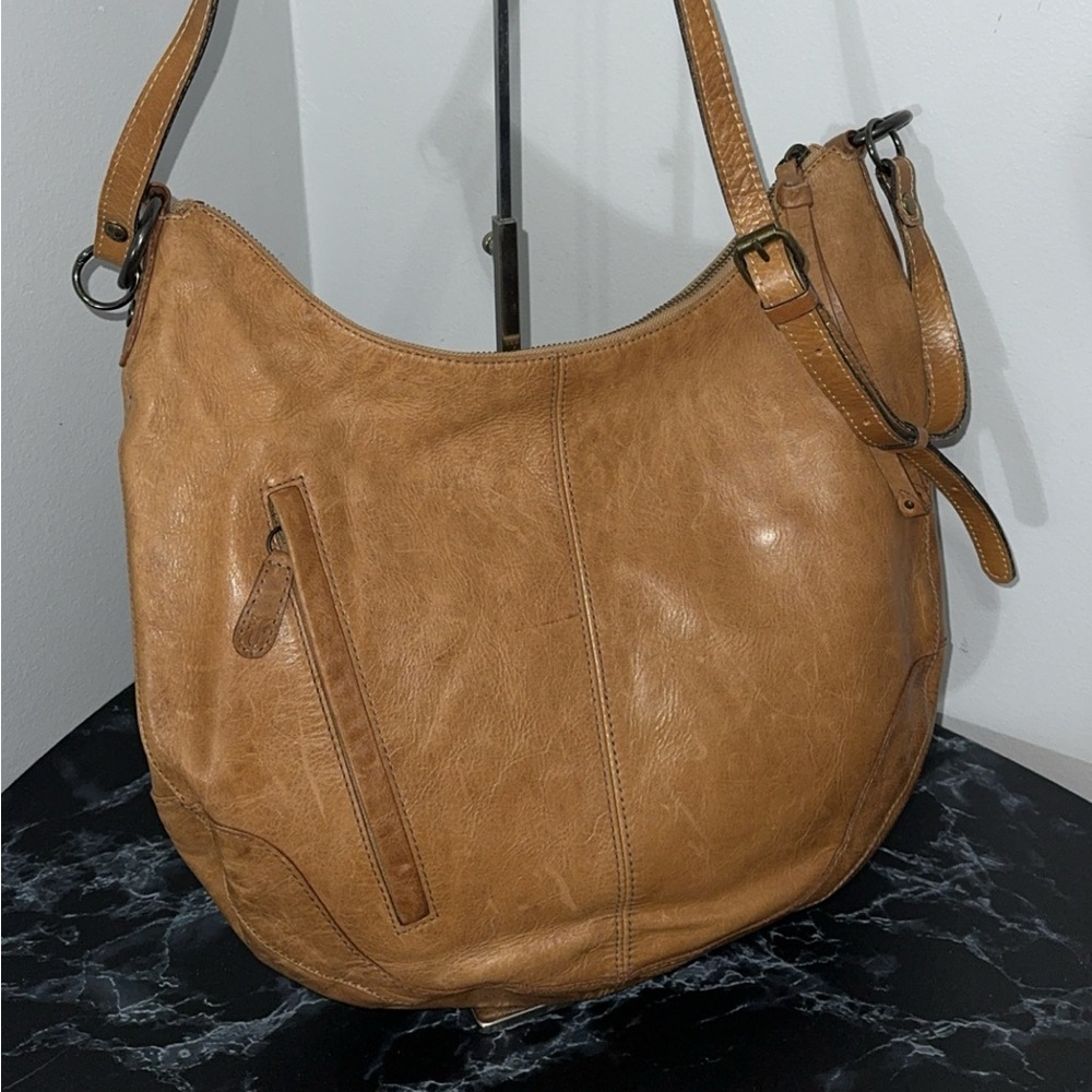 Frye Melissa Scooped Hobo Leather Large Bag Beige AUTHENTIC -LIKE NEW - Picture 5 of 12